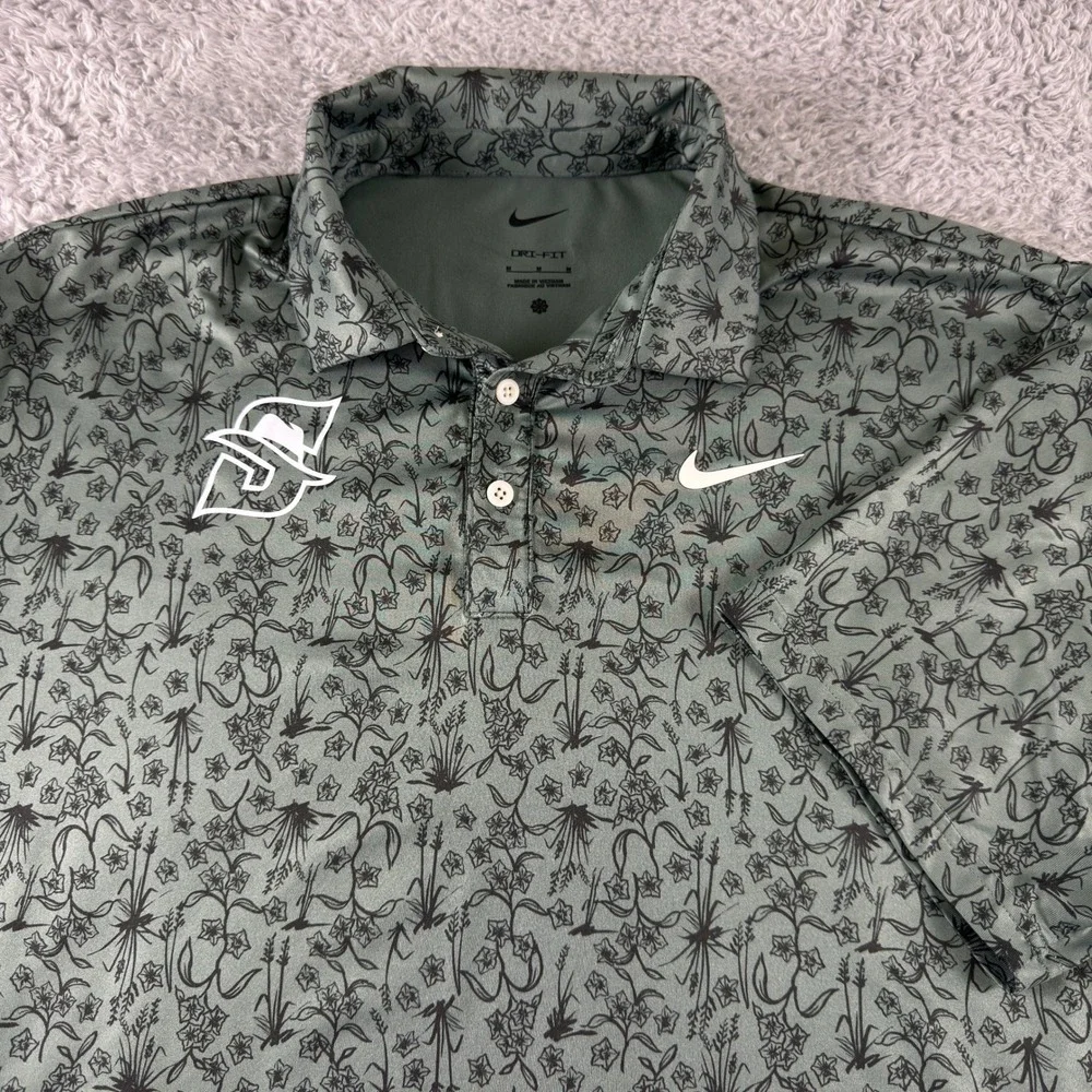 Nike Dri-FIT Stetson University Hatters Floral Golf Polo Shirt Mens Medium Green